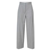 Moderne Gestreepte Broek met Plooieffect Maison Kitsuné , Gray , Dames