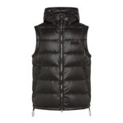 Heren Nylon Gilet met Logo Peuterey , Black , Heren