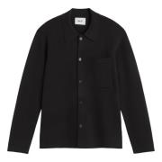 Wollen Blend Button-Up Sweater Shirt Nn07 , Black , Heren