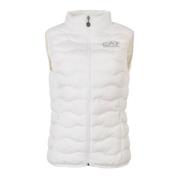 Witte Gilet met Zilveren Logo Letters Emporio Armani EA7 , White , Dam...