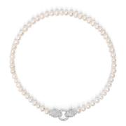 Women's Pearl Choker with Silver Double Panther Head Nialaya , Gray , ...