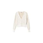 Angora Jacquard Cardigan Twinset , Beige , Dames