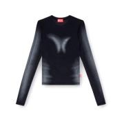 Modal Longsleeve Crew Neck Top Diesel , Black , Dames