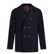 Wollen Peacoat met Reverskraag Etro , Blue , Heren