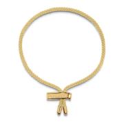 Men's Beige String Bracelet with Adjustable Gold Lock Nialaya , Yellow...