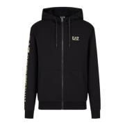 Zwarte Katoenen Hoodie Met Volledige Rits Emporio Armani EA7 , Black ,...