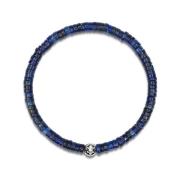 Men's Wristband with Blue Lapis Heishi Beads and Silver Nialaya , Gray...