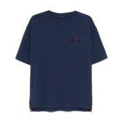 Blauw Katoenen T-shirt met Logo Borduurwerk Kiton , Blue , Heren