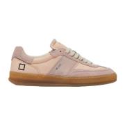 Sporty Low Leren Sneakers Patchwork D.a.t.e. , Beige , Dames