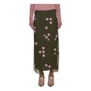 Groene Polka Dot Tule Midi Rok Fendi , Green , Dames