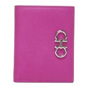 Gancini Roze Leren Bifold Portemonnee Salvatore Ferragamo , Pink , Dam...