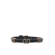 Zwarte leren armband met VLogo Signature Valentino Garavani , Black , ...