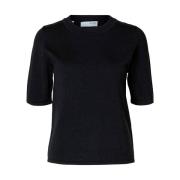 Lurex Gebreide O-Neck T-shirt Selected Femme , Black , Dames