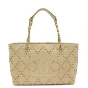 Pre-owned Leather chanel-bags Chanel Vintage , Beige , Dames