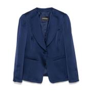 Blauwe Satijnen Shawl Lapel Jas Emporio Armani , Blue , Dames