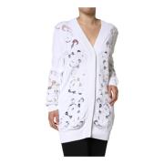 Witte Bloemige Cardigan Sweater Knoopsluiting Dolce & Gabbana , White ...