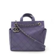 Pre-owned Leather chanel-bags Chanel Vintage , Purple , Dames