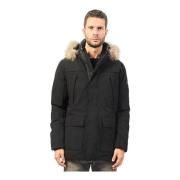 Zwarte parka met nepbont capuchon YES ZEE , Black , Heren