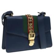 Pre-owned Leather shoulder-bags Gucci Vintage , Blue , Dames