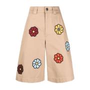 Beige Katoenen Gepatchte Shorts Moncler , Multicolor , Dames