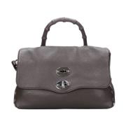 Leren Studded Tas met Bamboe Handvat Zanellato , Gray , Dames