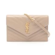 Pre-owned Leather shoulder-bags Yves Saint Laurent Vintage , Beige , D...