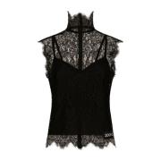 Zwarte Kant Top Look26 Dolce & Gabbana , Black , Dames