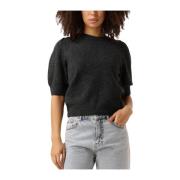 Grijze Bow Knit Tee Elegante Top Neo Noir , Black , Dames