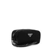 Zwarte Stoffen Geborstelde Container Prada , Black , Heren