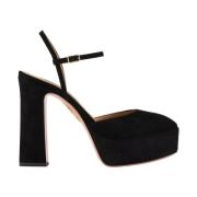 Groove Plateau 120mm Suède Pumps Aquazzura , Black , Dames