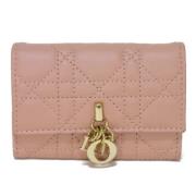 Pre-owned Leather wallets Dior Vintage , Pink , Dames