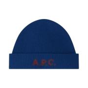 Blauwe Merinowol Beanie Muts A.p.c. , Blue , Unisex