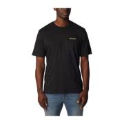 River Back Grafisch T-shirt Zwart Katoen Columbia , Black , Heren