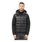 Zwarte gewatteerde jas met softshell Invicta , Black , Heren