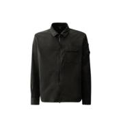 Bio Katoenen Gabardine Overhemd C.p. Company , Black , Heren