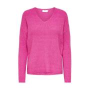 Camilla V-Hals Trui Only , Pink , Dames