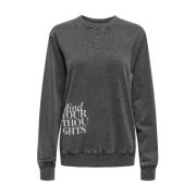 Gedrukte longsleeve trui Only , Black , Dames