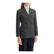 Wollen Carded Techno Jas Brunello Cucinelli , Gray , Dames