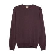 Bordeaux Gewassen Crewneck Trui Woolrich , Red , Heren