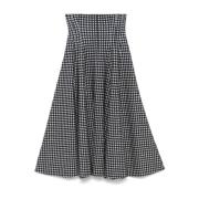 Zwart Houndstooth A-Lijn Rok Norma Kamali , Black , Dames