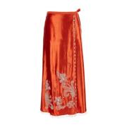 Rode Velvet Sarong Rok Forte Forte , Red , Dames