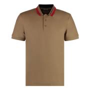 Katoenen Polo Shirt met Ribboorden Burberry , Beige , Heren