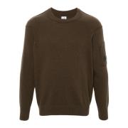 Groene Lamswollen Crewneck Trui C.p. Company , Green , Heren