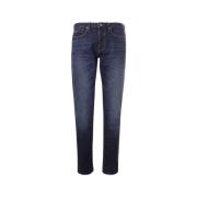 Blauwe Slim Fit Jeans met Logo Emporio Armani , Blue , Heren