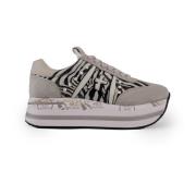 Zebra Print Leren Sneakers Premiata , Beige , Dames