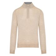 Wollen Half-Zip Gebreide Kleding, Gemaakt in Italië Gran Sasso , Beige...