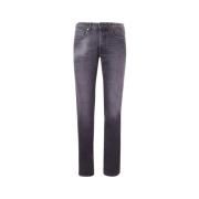 Slim Fit Grijze Jeans met Logo Incotex , Gray , Heren