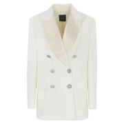 Witte Double-Breasted Blazer Lange Mouw Pinko , White , Dames