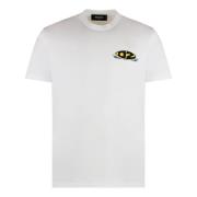 Geribbelde ronde hals katoenen T-shirt Dsquared2 , White , Heren