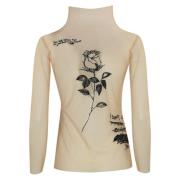 Doorschijnende Mesh Lange Mouw Bloemen Top Patrizia Pepe , Beige , Dam...